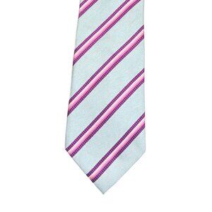 Loding Shirts Silk Tie Men’s Long 64” Blue Purple Pink Striped Designer Tie New
